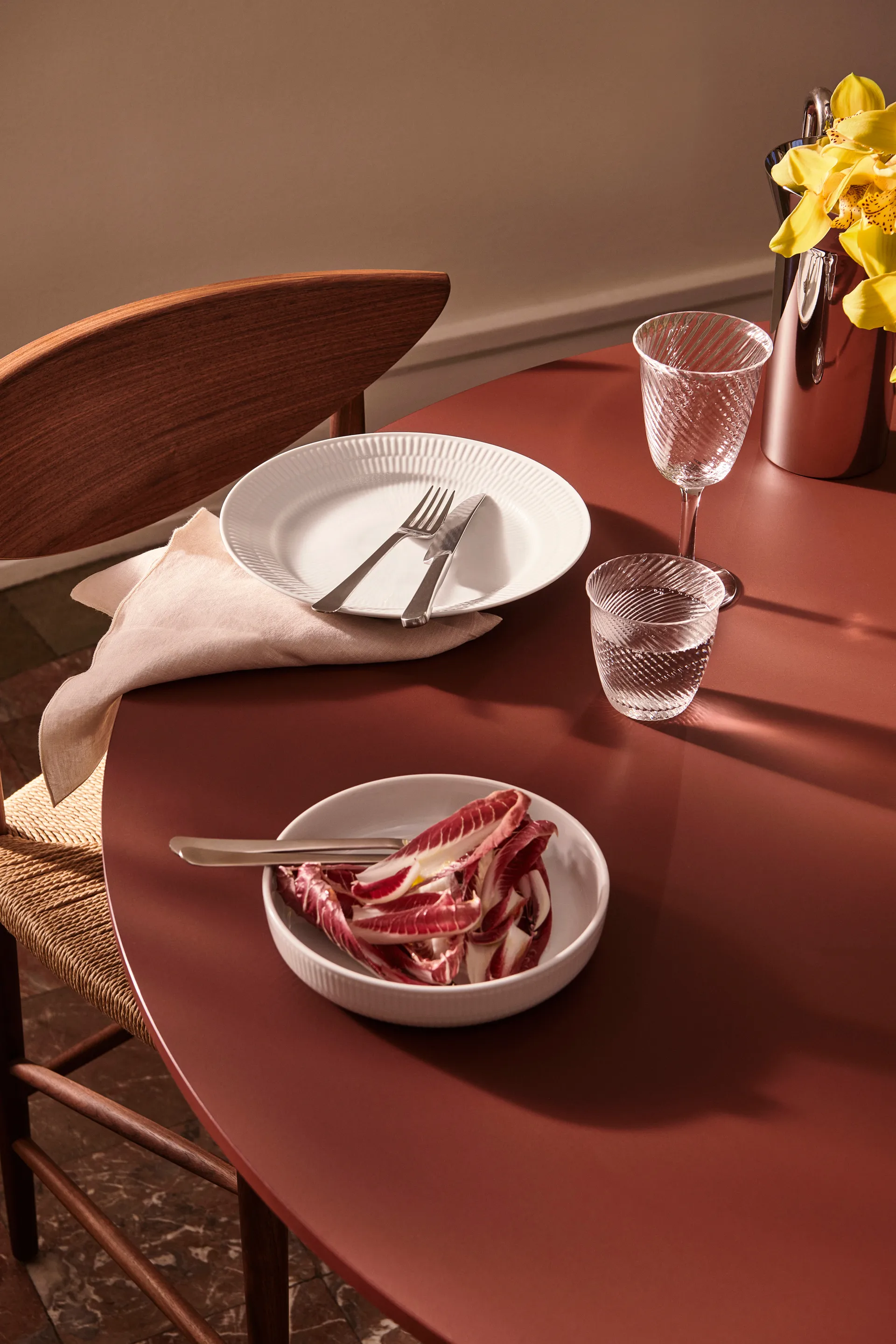 White Fluted plate Ø25 cm, White Royal Copenhagen