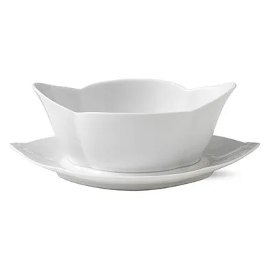 White Fluted sauce bowl with saucer, 55 cl Royal Copenhagen