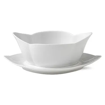 White Fluted sauce bowl with saucer - 55 cl - Royal Copenhagen