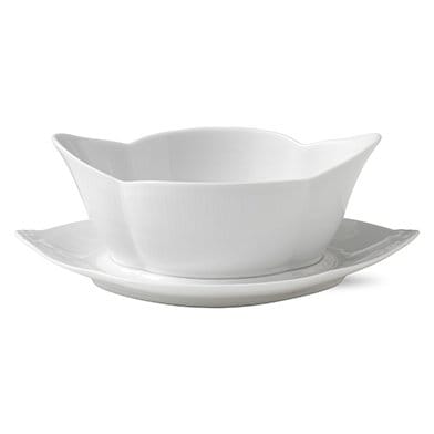 White Fluted sauce bowl with saucer, 55 cl Royal Copenhagen