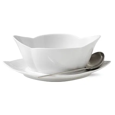 White Fluted sauce bowl with saucer, 55 cl Royal Copenhagen
