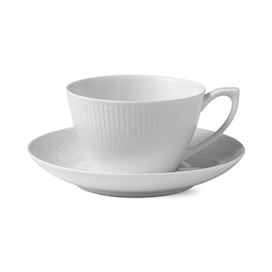 White Fluted teacup with saucer, 28 cl Royal Copenhagen