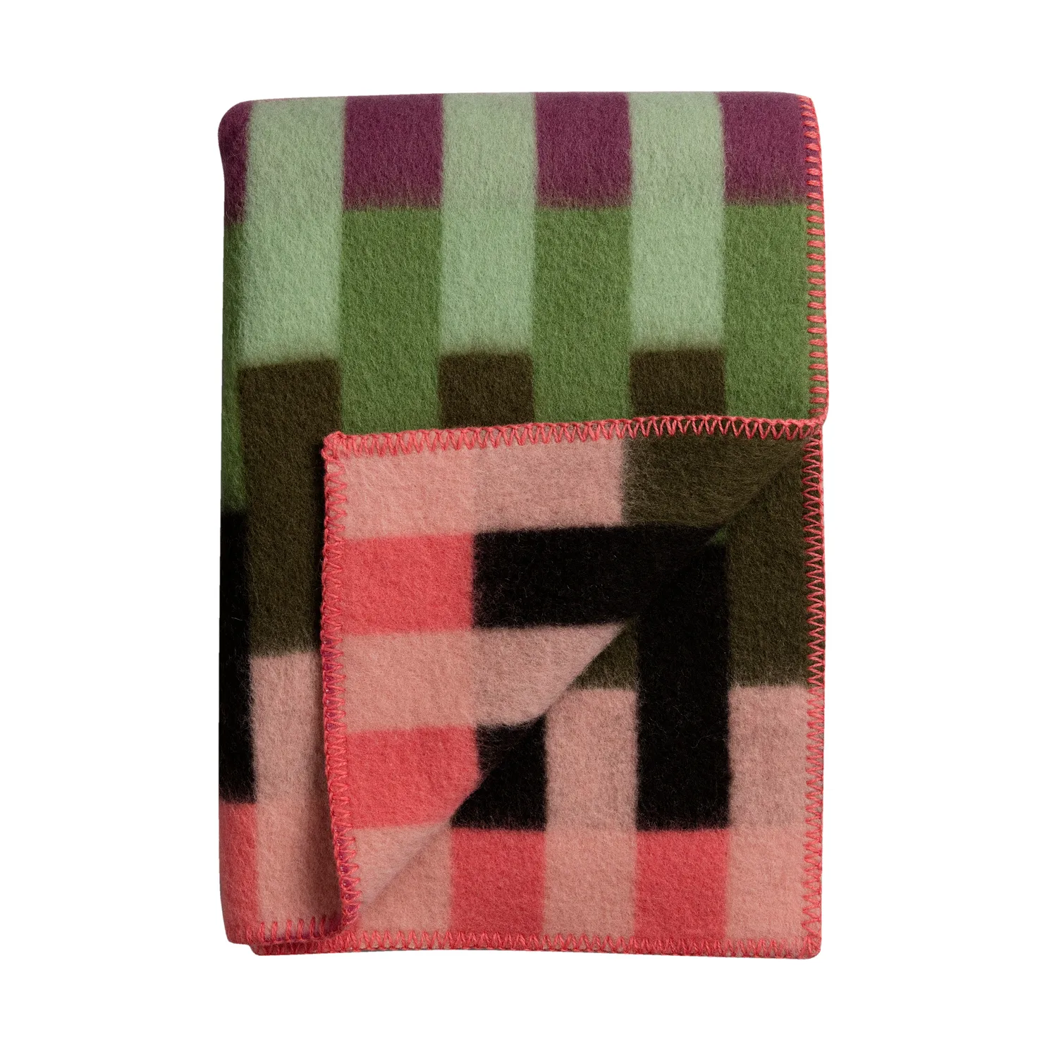 Åsmund bold blanket 135x200 cm, Pink-green Røros Tweed