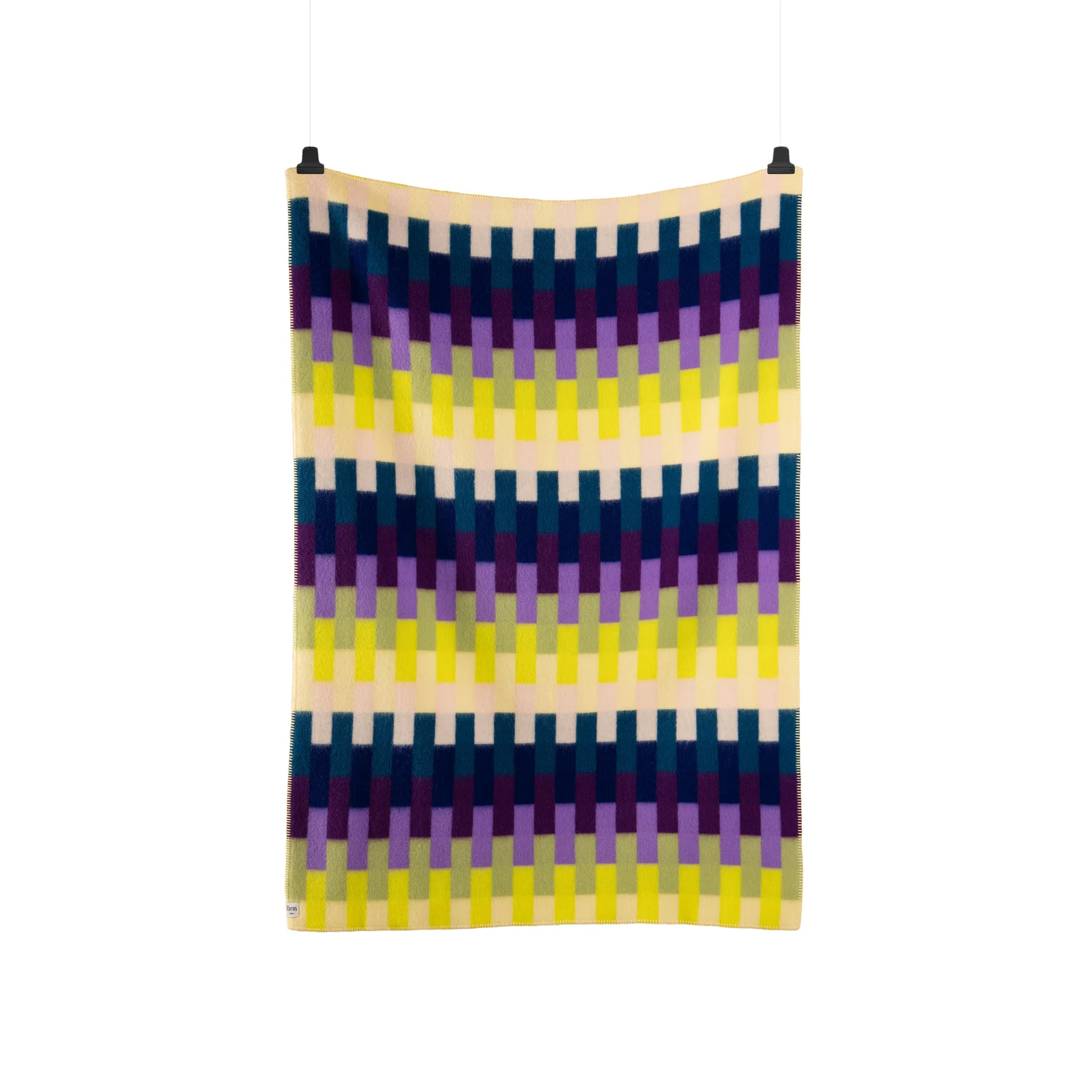 Åsmund bold blanket 135x200 cm, Yellow-blue Røros Tweed