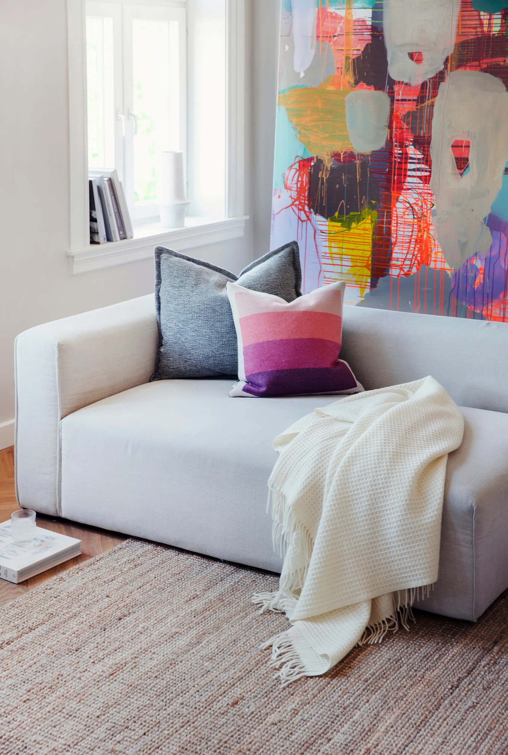 Åsmund bold cushion 50x50 cm, Pink-green Røros Tweed