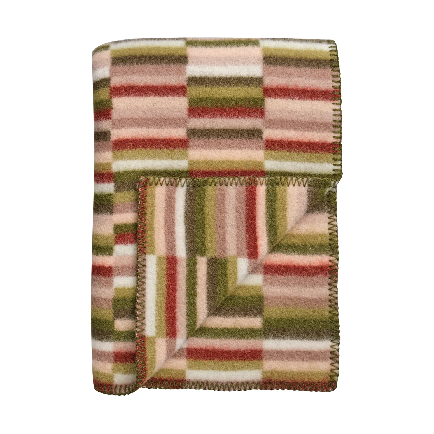 Ida blanket 135x200 cm, Olive burgundy Røros Tweed