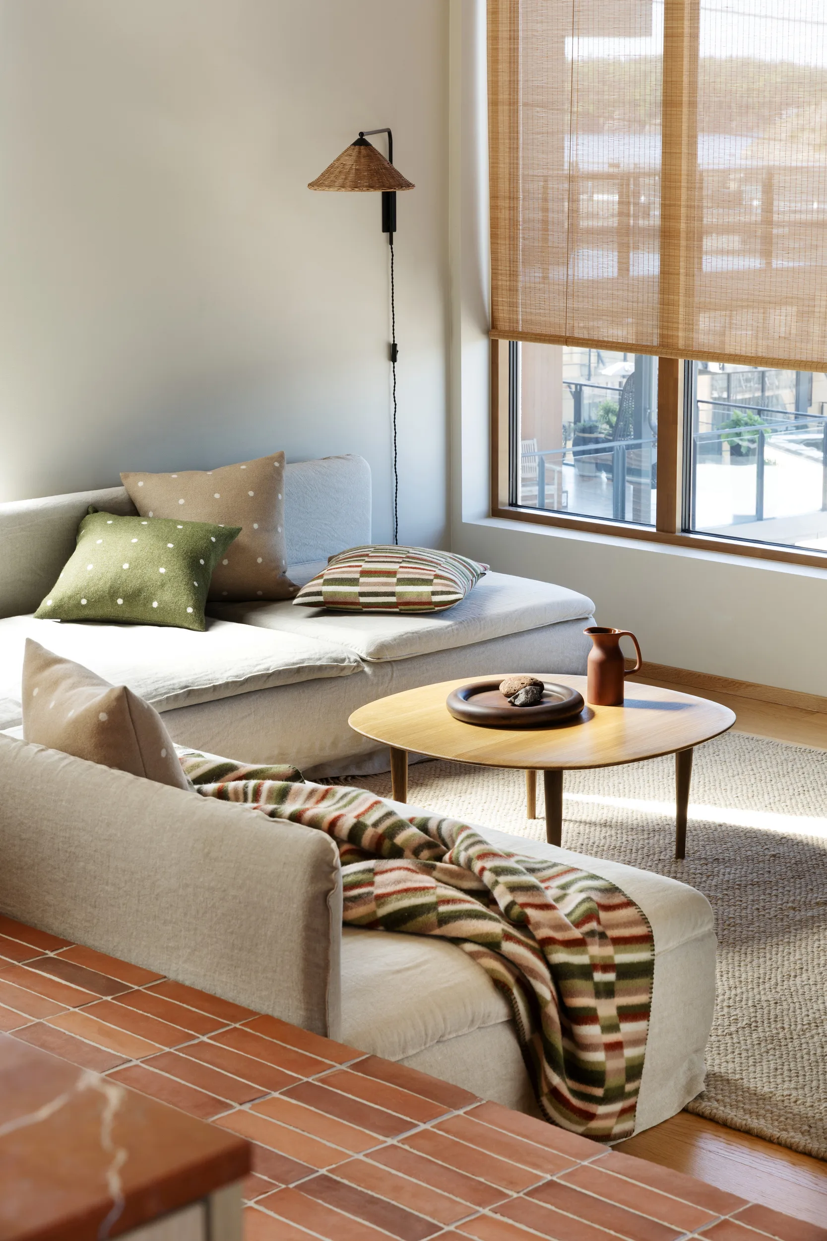 Ida blanket 135x200 cm, Olive burgundy Røros Tweed