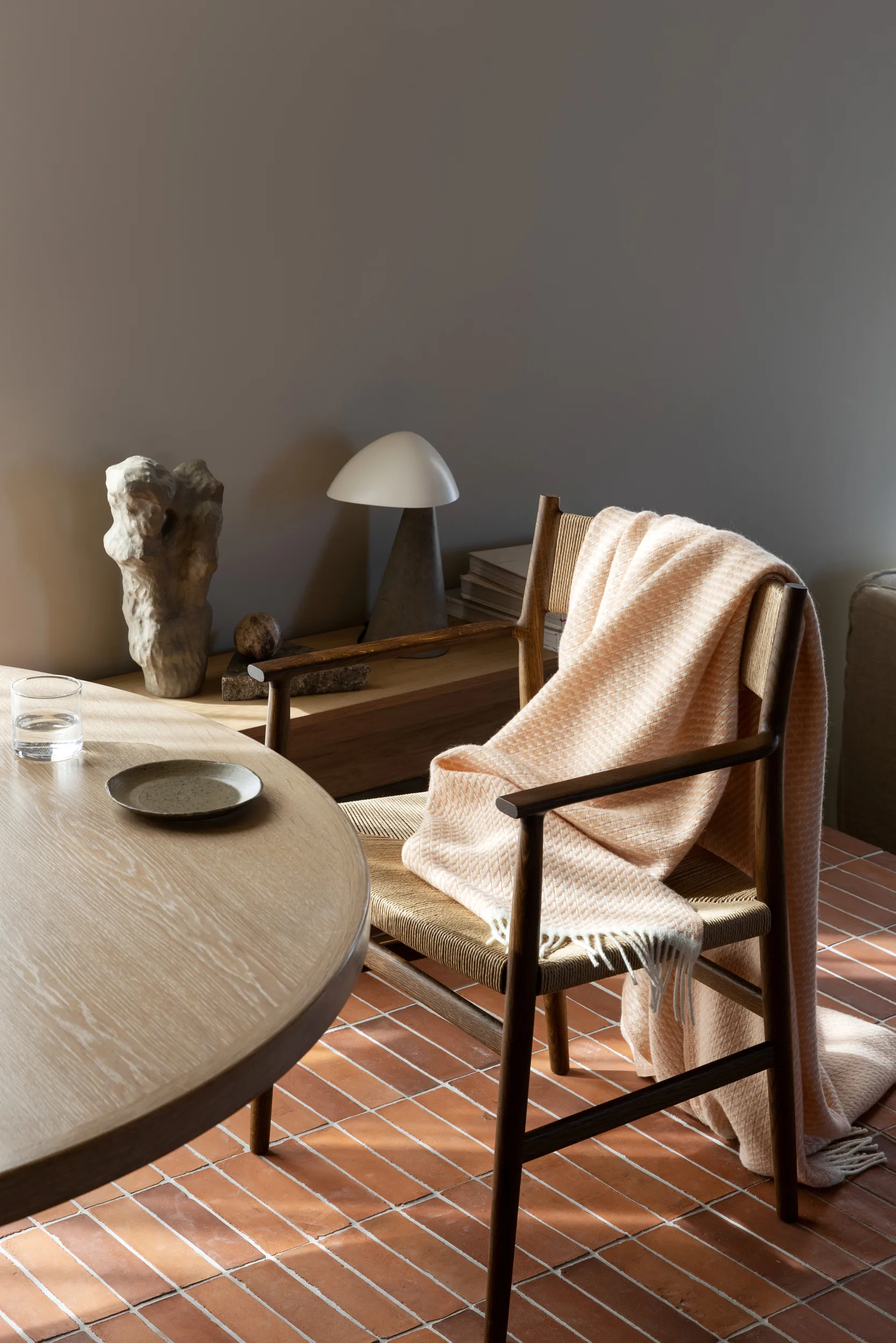 Mello throw 150x210 cm, Powder pink Røros Tweed