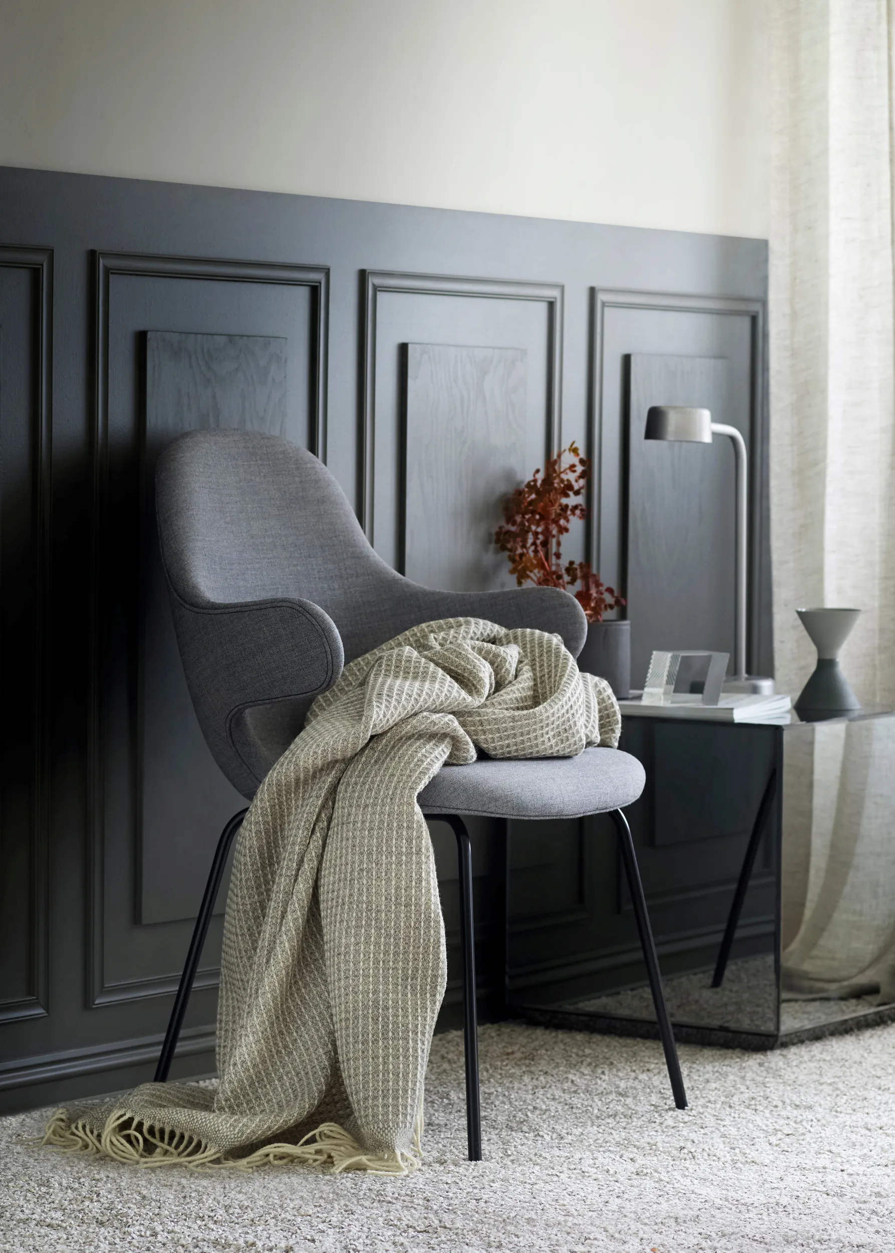 Vega throw 150x210 cm, Grey Røros Tweed