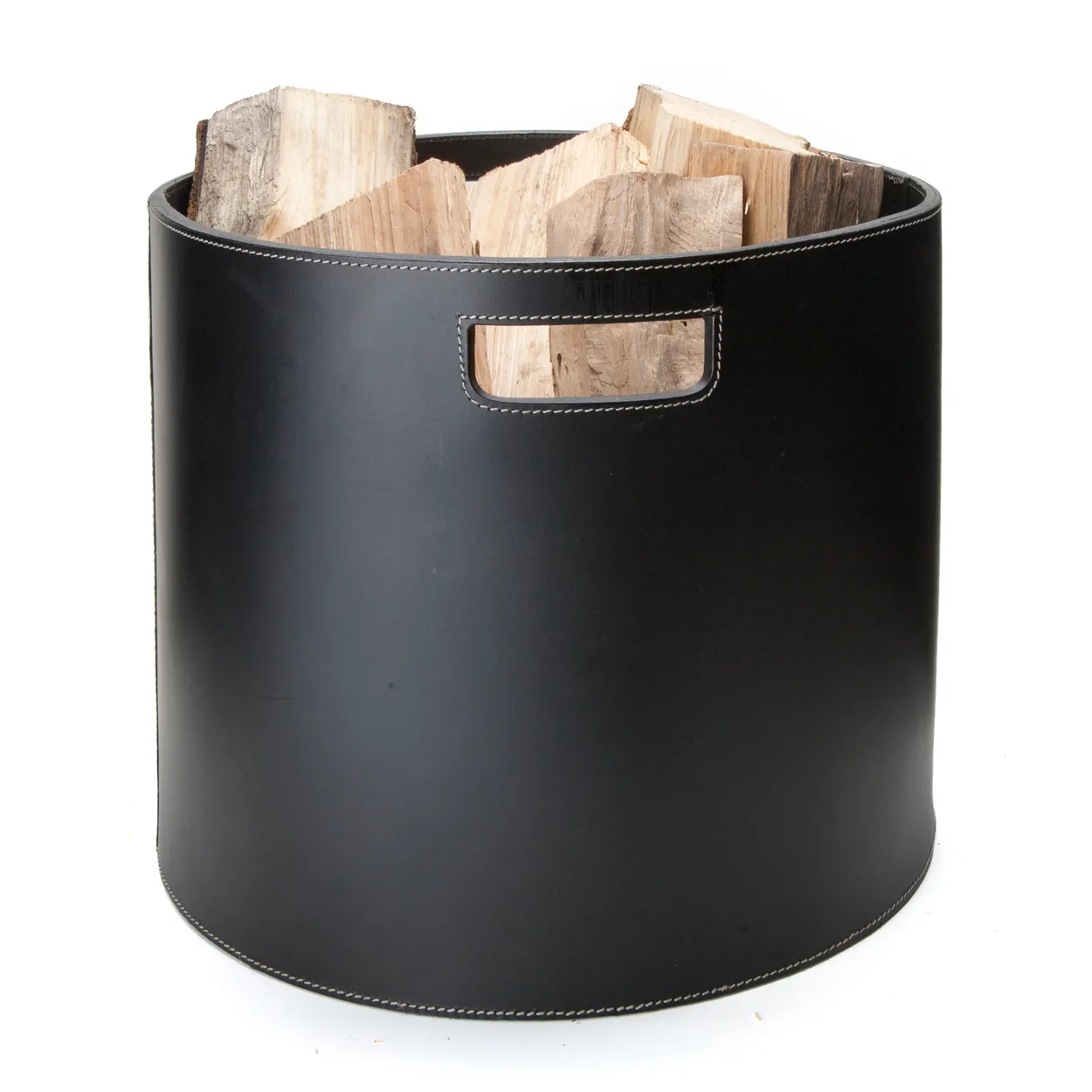 orskov firewood barrel black with white stitches | Scandinavian Design | Storage baskets | Black