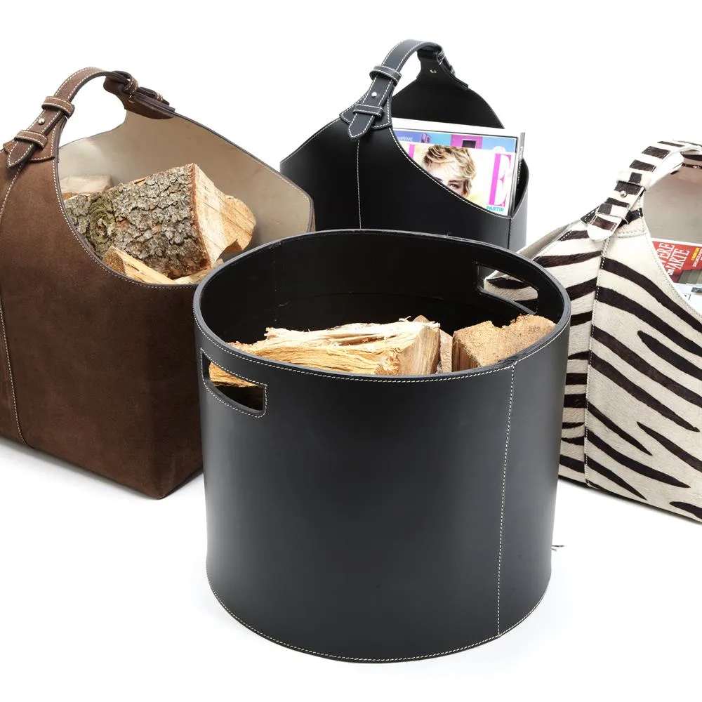 Ørskov firewood barrel, black with white stitches Ørskov