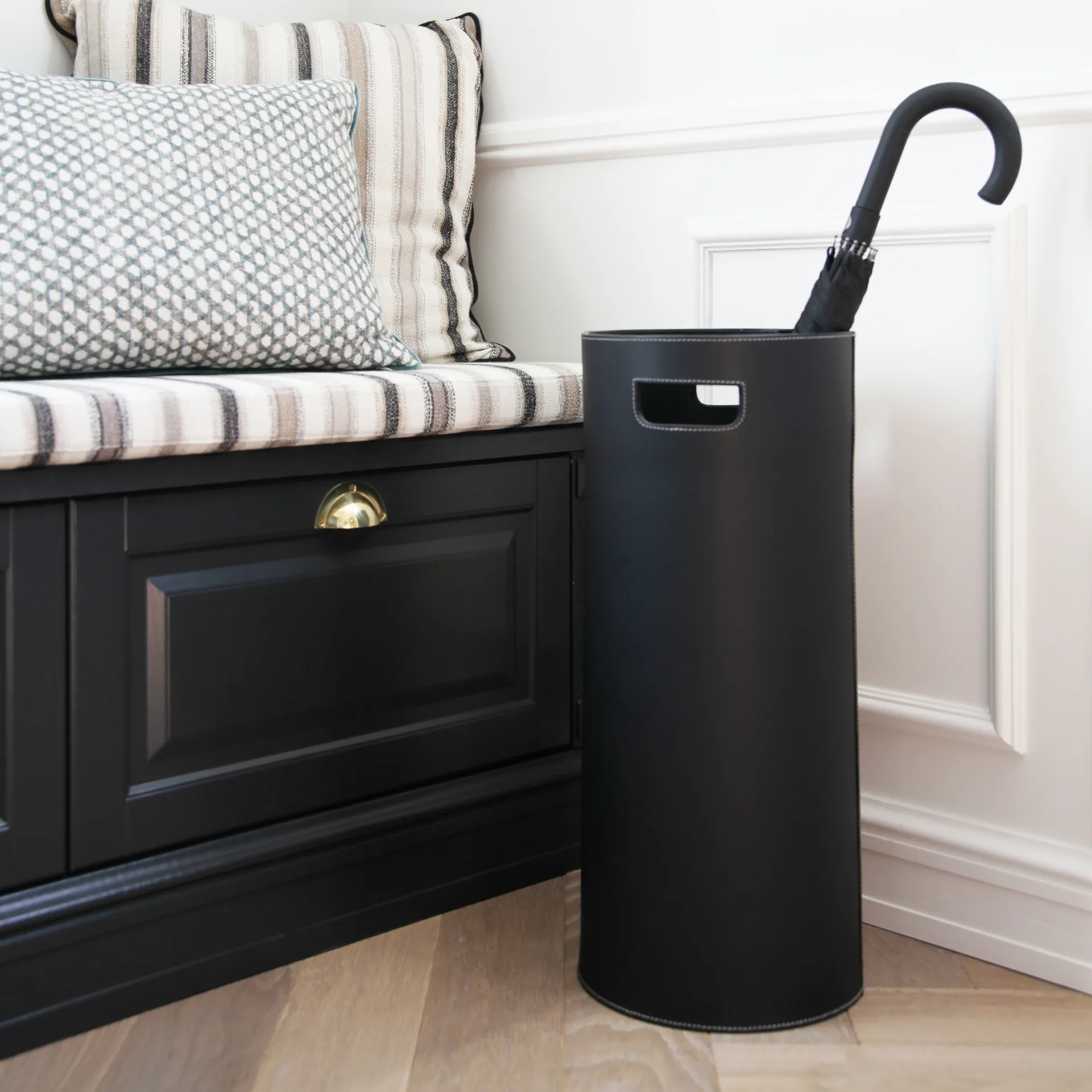 Ørskov umberella stand, black with white stitching Ørskov