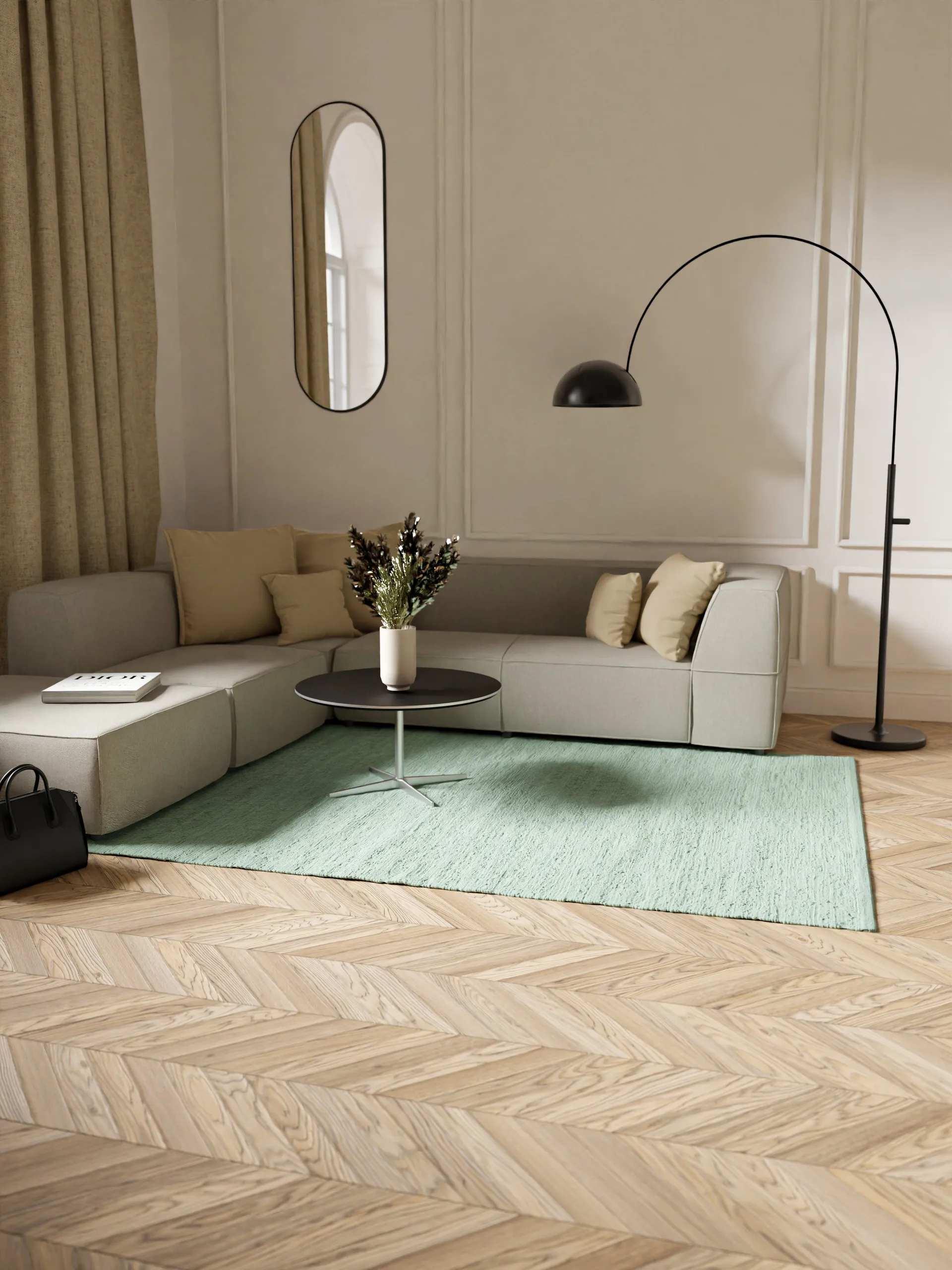 Cotton rug 140x200 cm, dusty jade (mint) Rug Solid