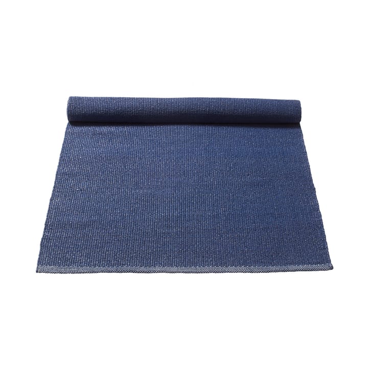 Cotton rug 65x135 cm - deep ocean blue (blue) - Rug Solid