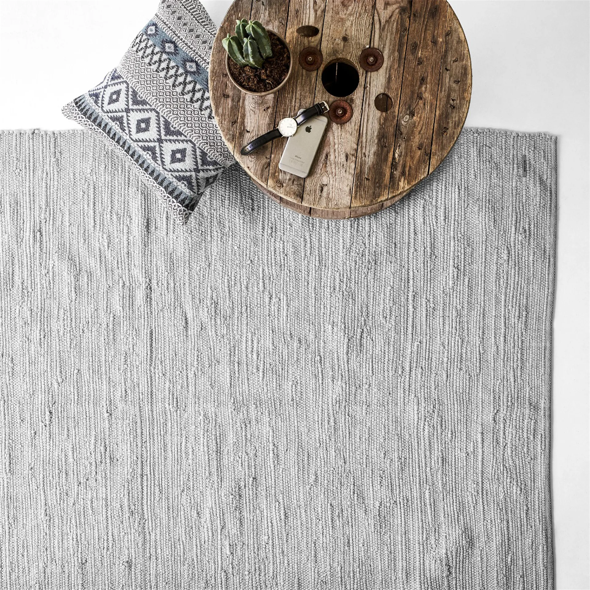 Cotton rug 65x135 cm, light grey (light grey) Rug Solid