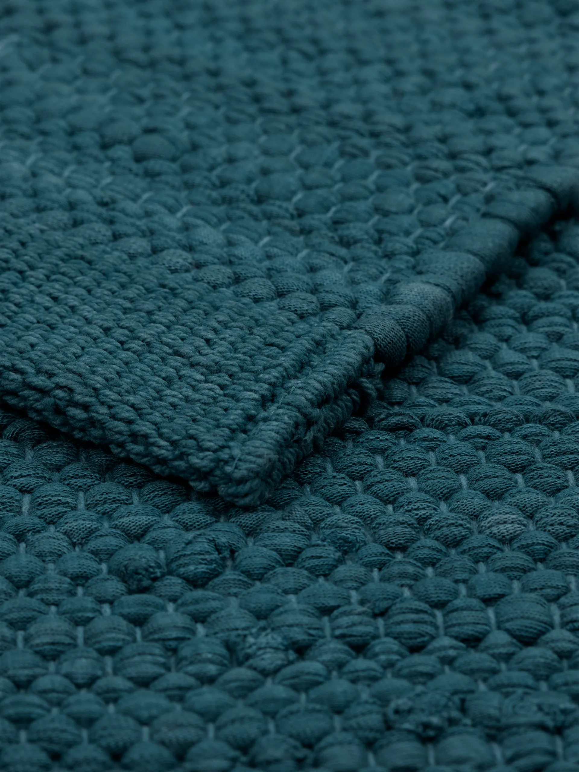 Cotton rug 65x135 cm, petroleum (petrolblue) Rug Solid