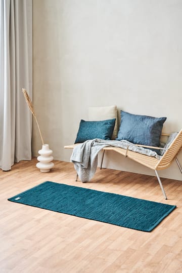 Cotton rug 65x135 cm - petroleum (petrolblue) - Rug Solid