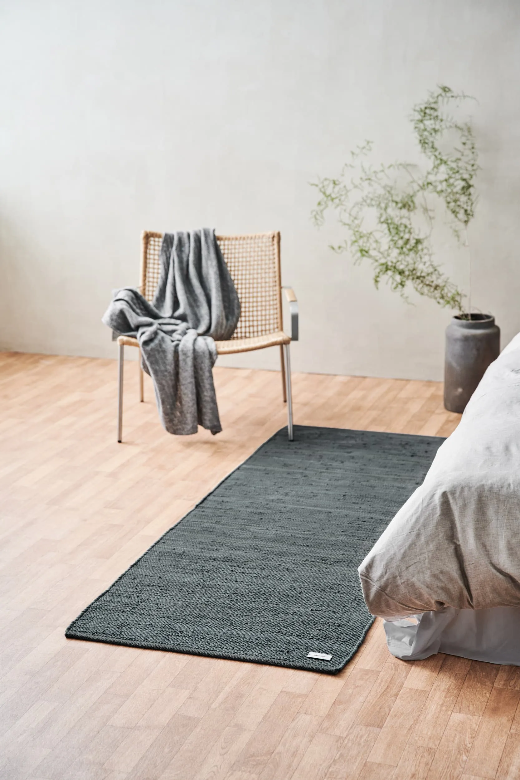 Cotton rug 65x135 cm, steel grey (grey) Rug Solid