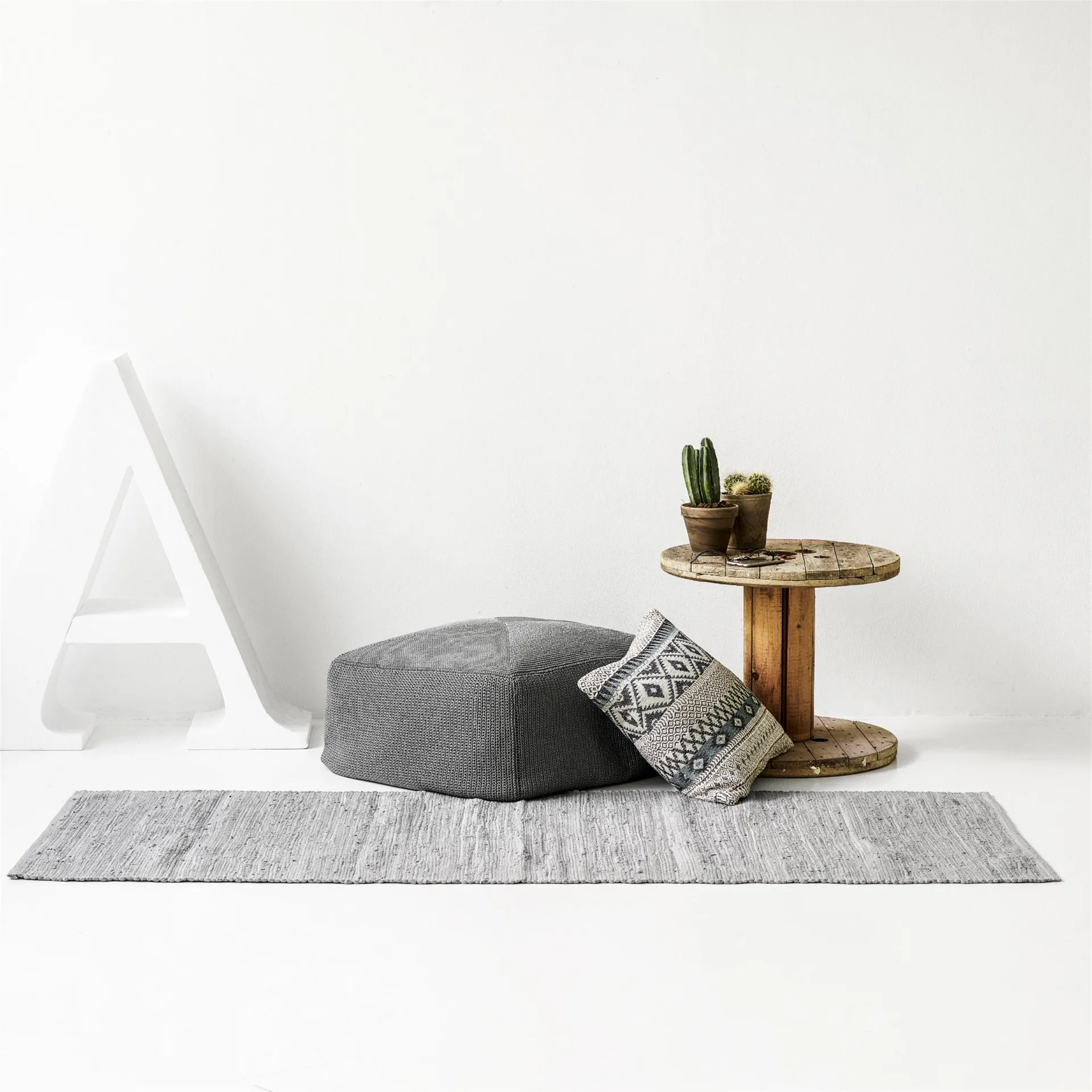 Cotton rug 75x200 cm, light grey (light grey) Rug Solid