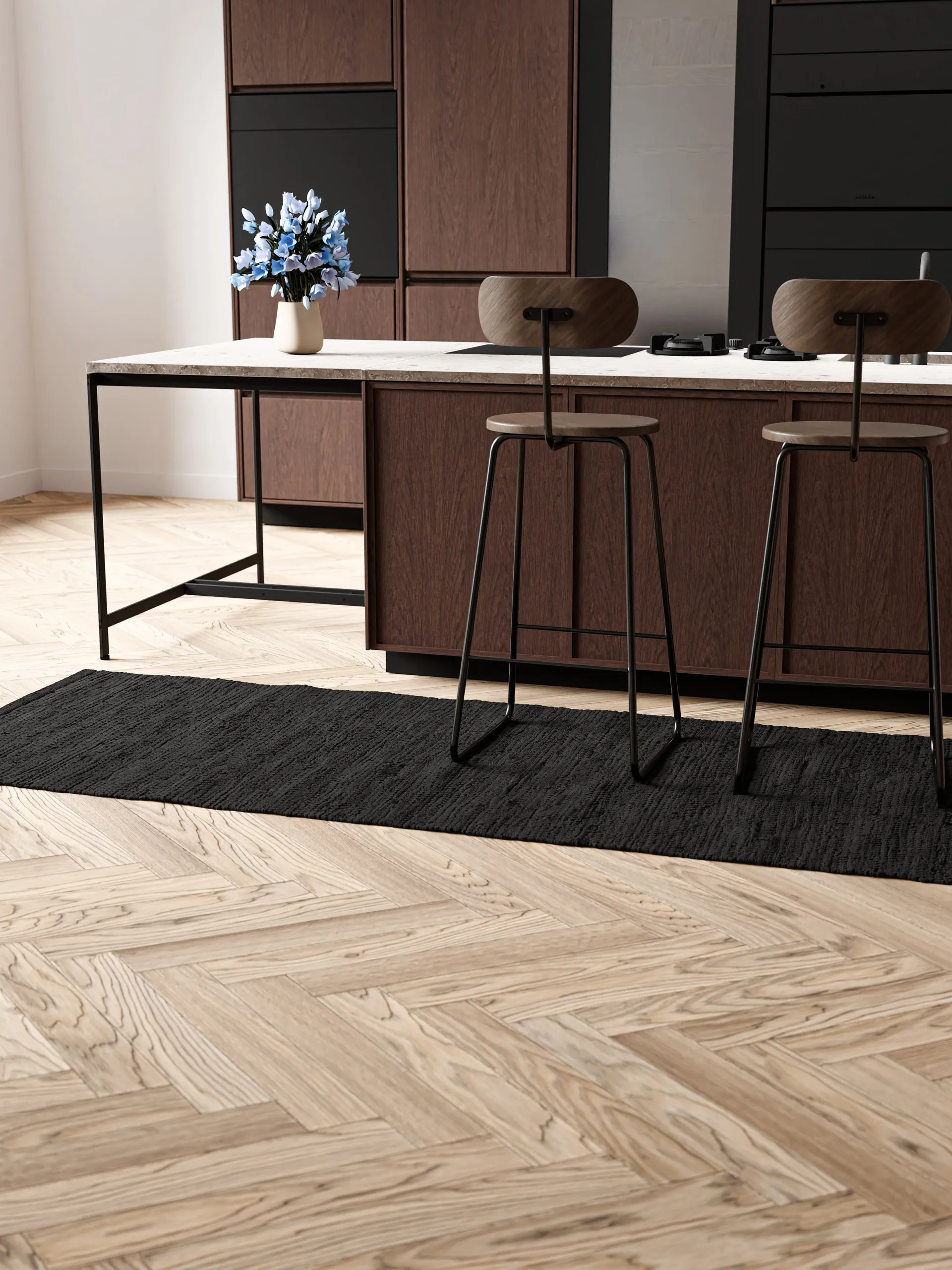 Cotton rug 75x300 cm, Charcoal Rug Solid