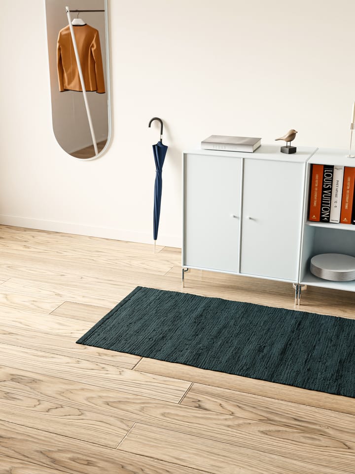Cotton rug 75x300 cm, petroleum (petrolblue) Rug Solid