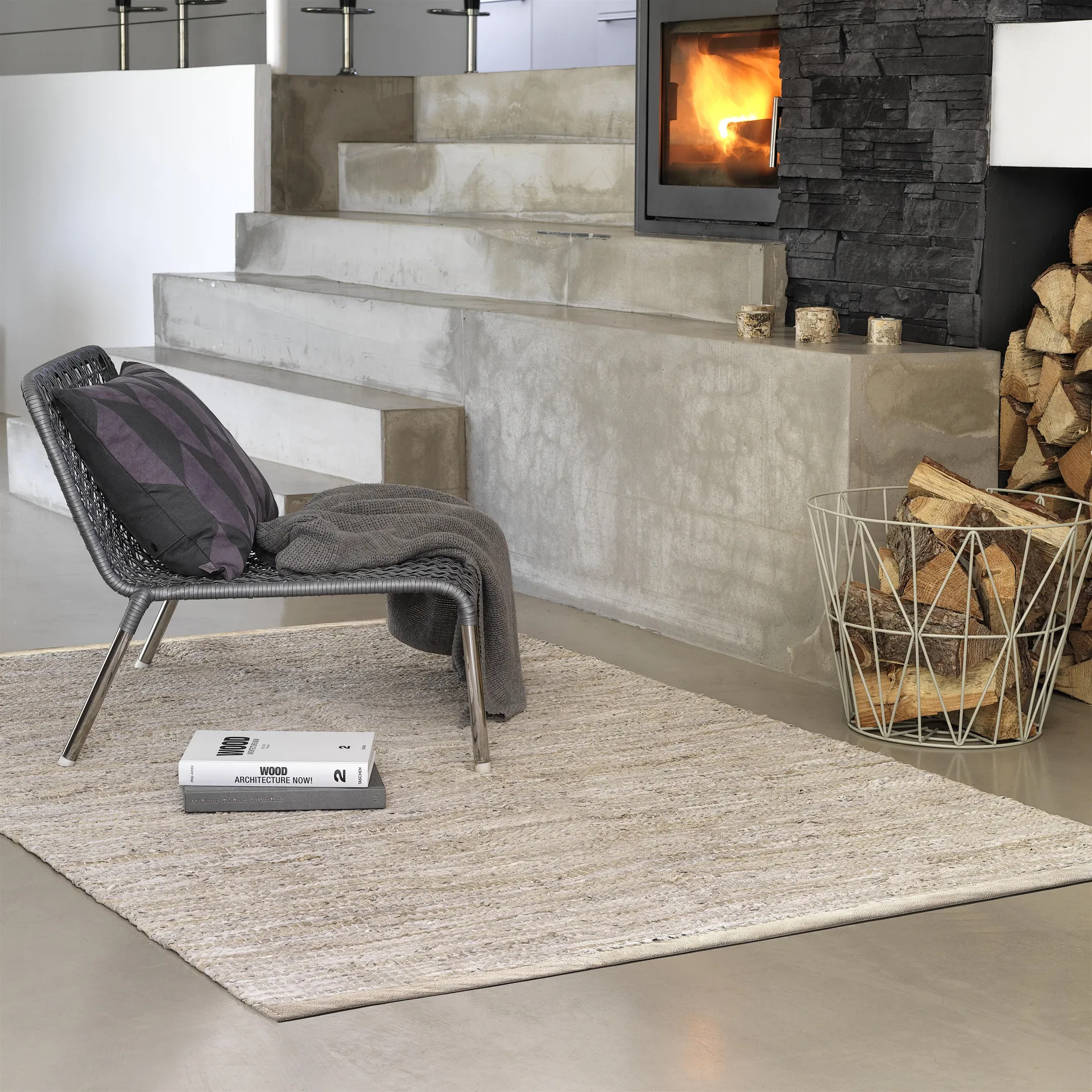 Leather rug 140x200 cm, Beige Rug Solid