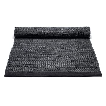 Leather rug 140x200 cm - Black (black) - Rug Solid