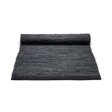 Leather rug 60x90 cm - Black (black) - Rug Solid