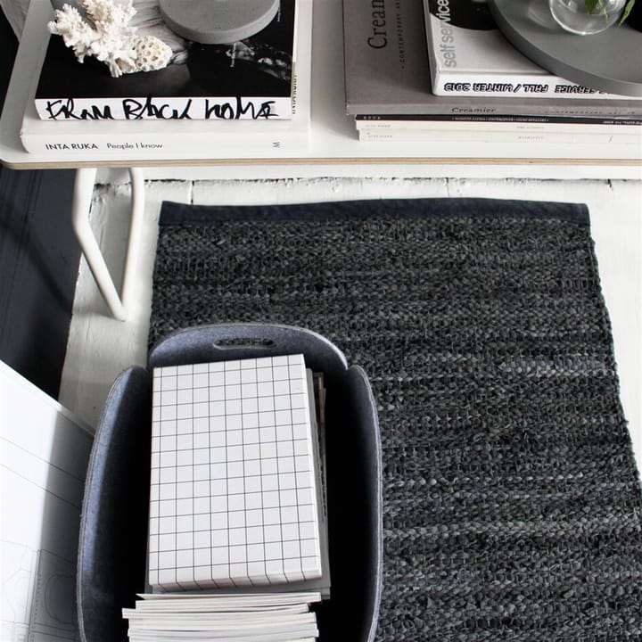 Leather rug 60x90 cm, Black (black) Rug Solid