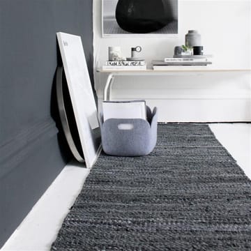 Leather rug 60x90 cm - Black (black) - Rug Solid