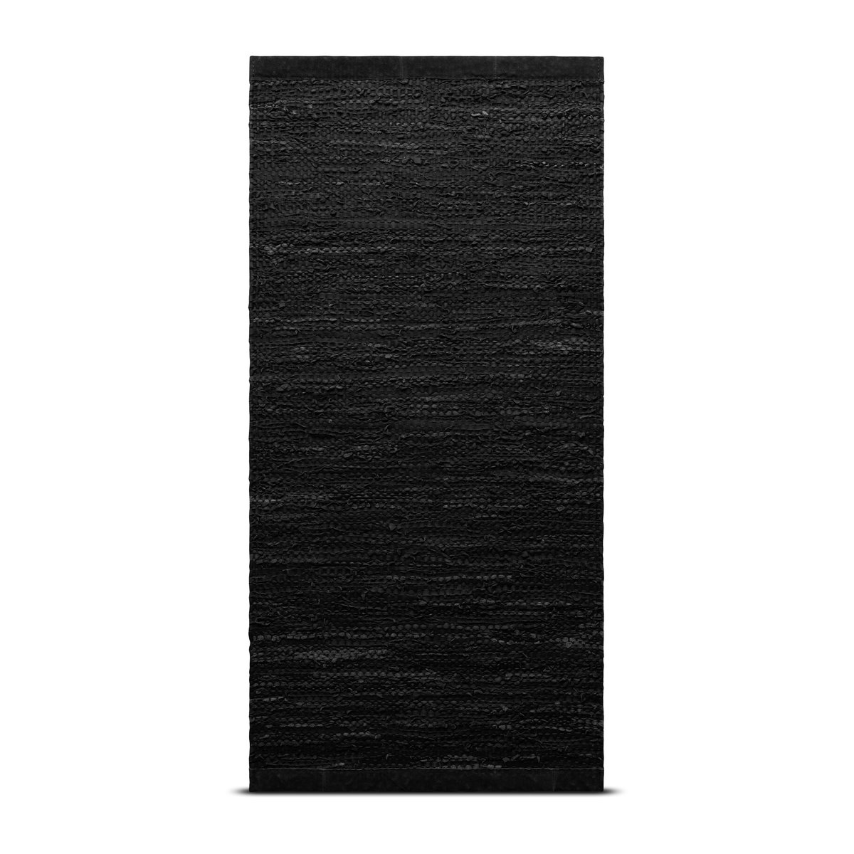 Rug Solid Leather rug 65x135 cm Black (black) | Scandinavian Design | Woven cotton rugs | Black