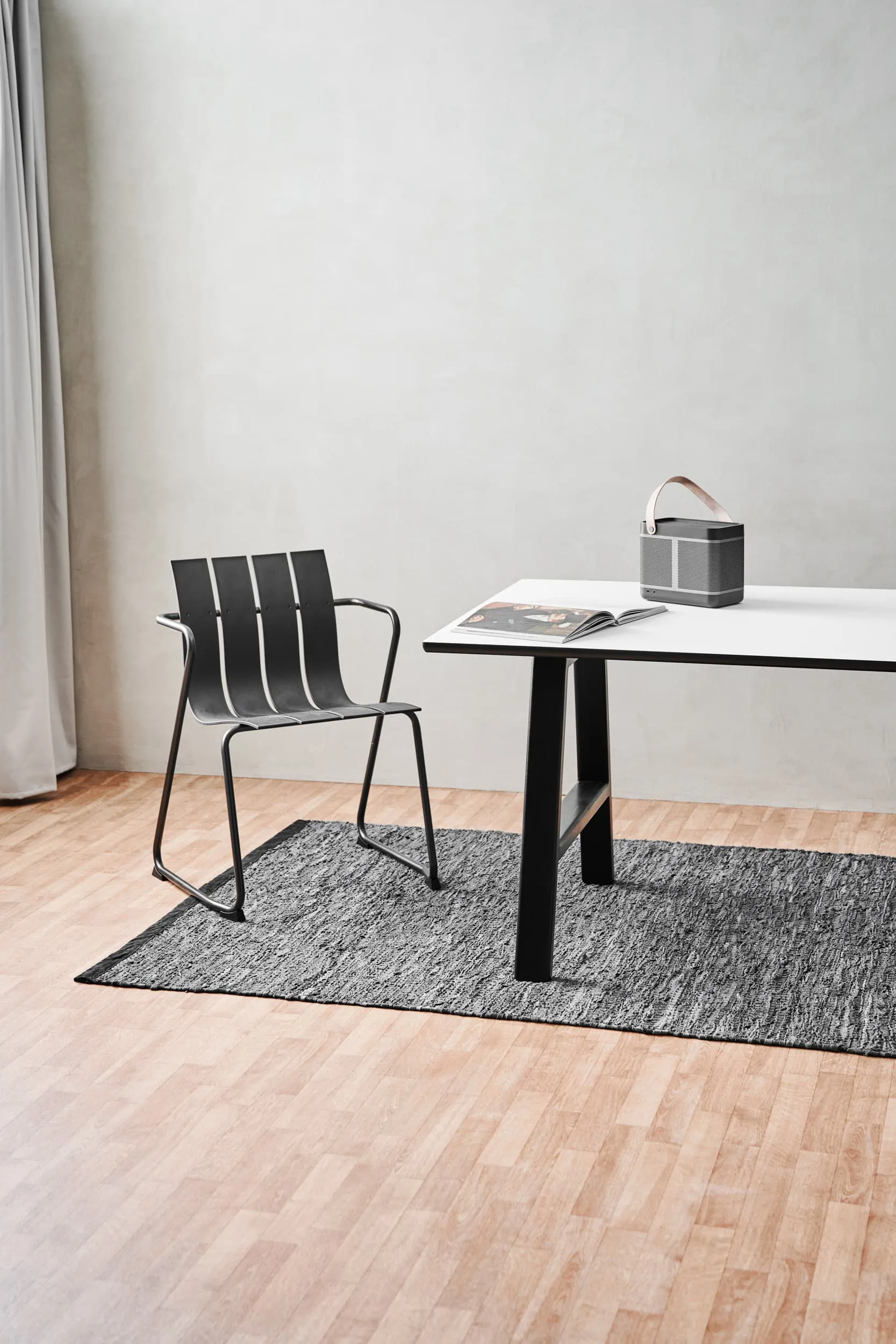 Leather rug 65x135 cm, Dark grey (dark grey) Rug Solid