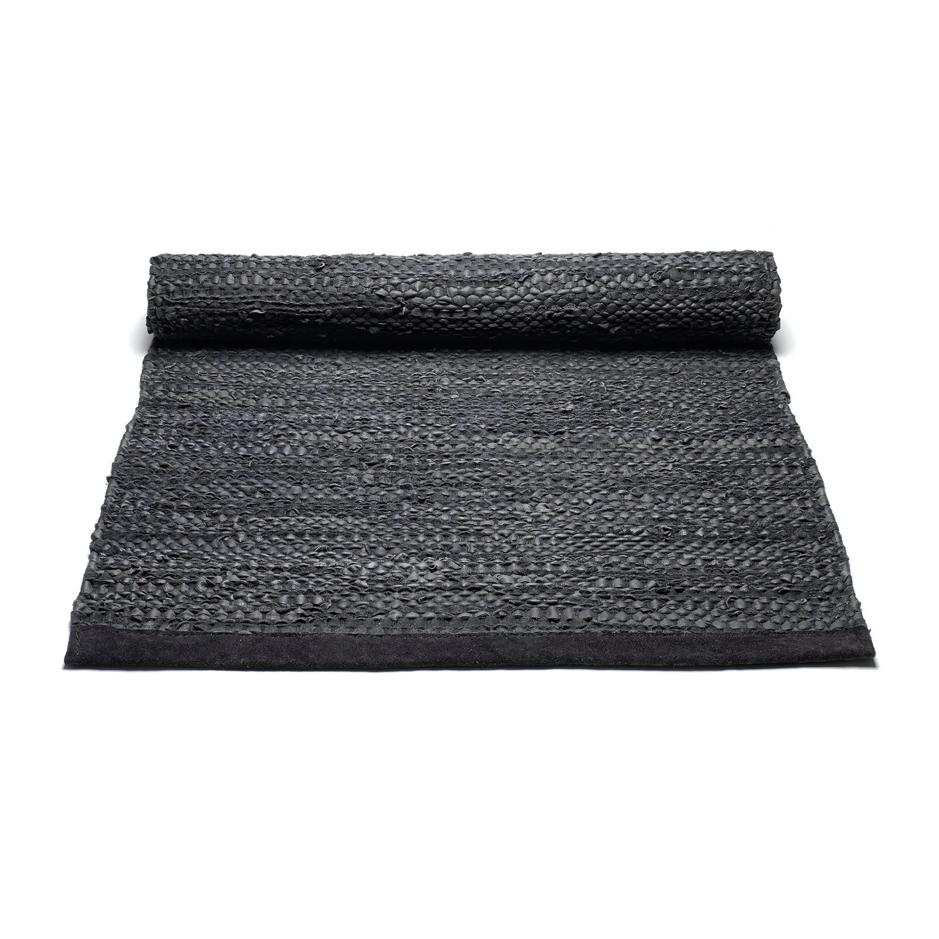 Leather rug 75x200 cm, Black (black) Rug Solid