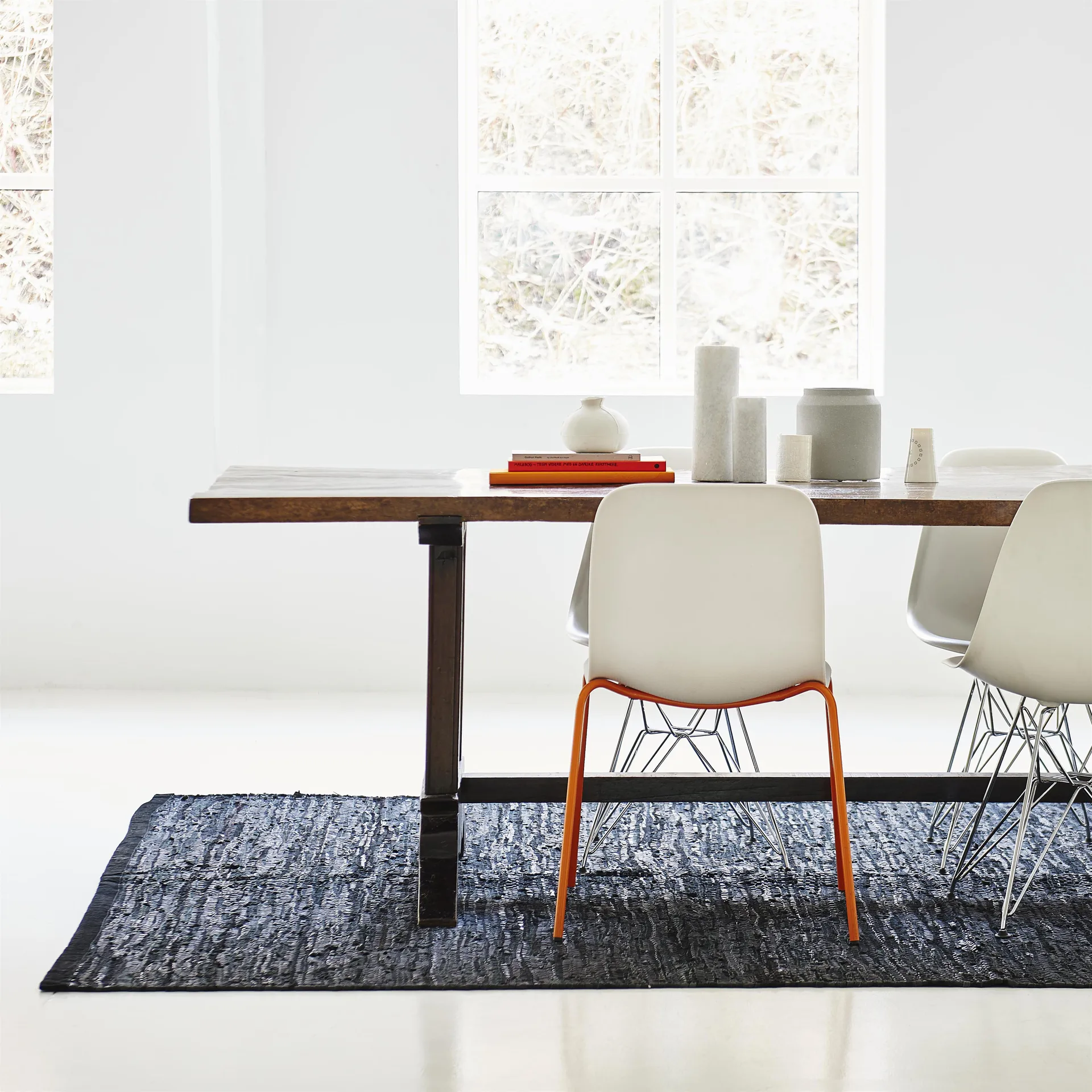 Leather rug 75x300 cm, Black (black) Rug Solid