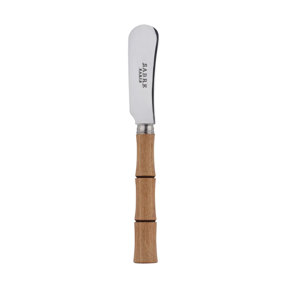 Bamboo shape butter spreader 14 cm, Light wood laminated SABRE Paris