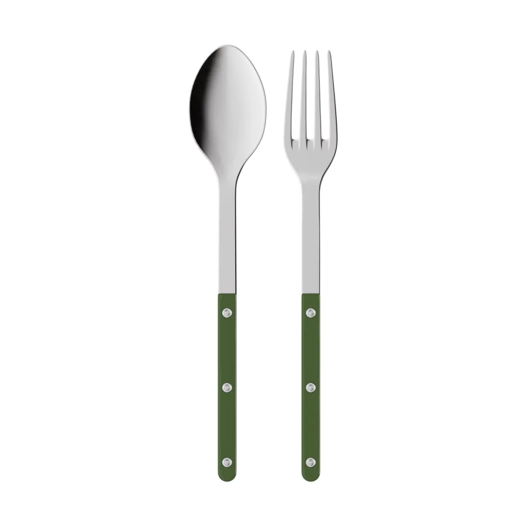 Bistrot solid serving cutlery, 2 pieces, Green SABRE Paris