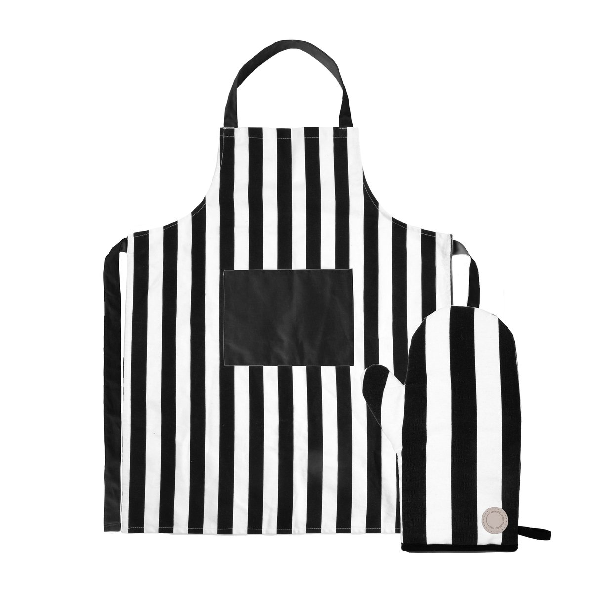 Sagaform Aron apron and oven glove set Black-beige | Scandinavian Design | Aprons | Black