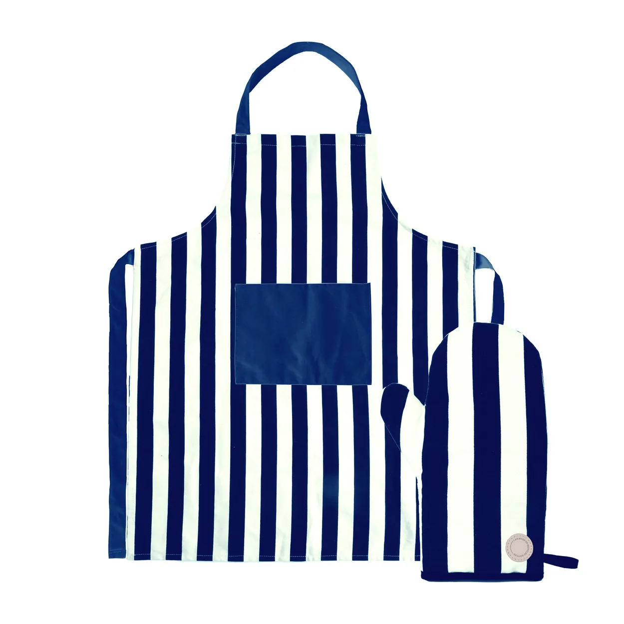 Sagaform Aron apron and oven glove set Blue-beige | Scandinavian Design | Aprons | Blue
