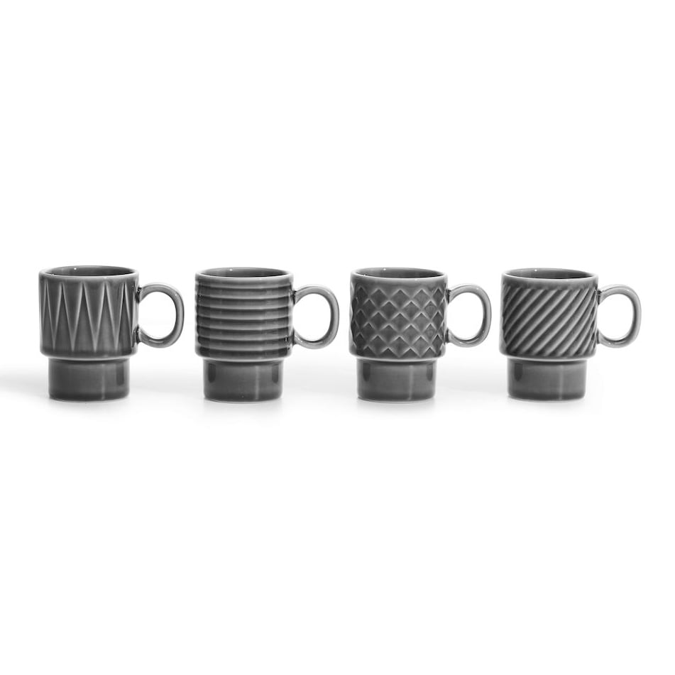 Sagaform Coffee & More espresso cup 4-pack Grey | Scandinavian Design | Espresso cups | Grey