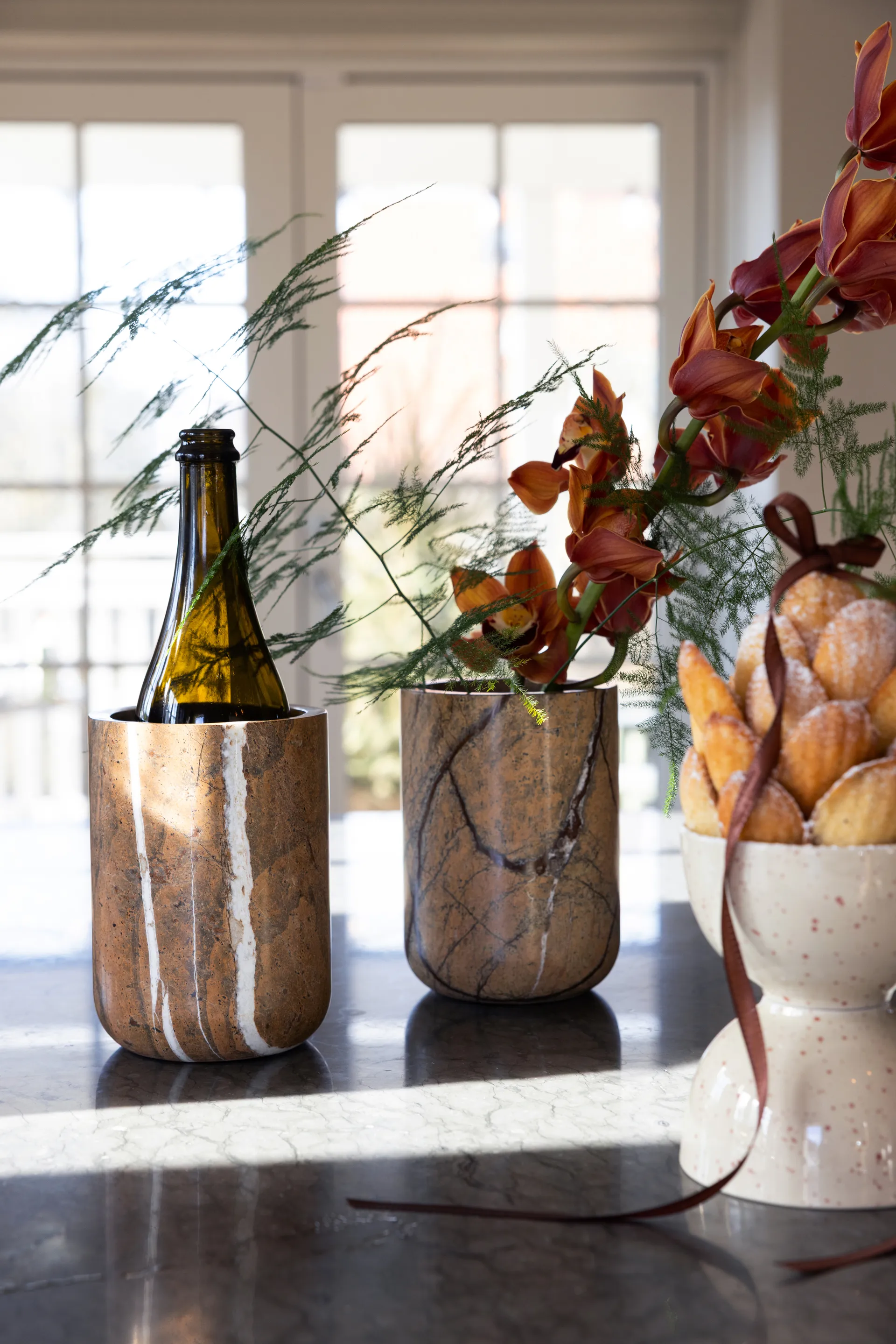 Ditte bowl 2-pack, Beige-burgundy Sagaform