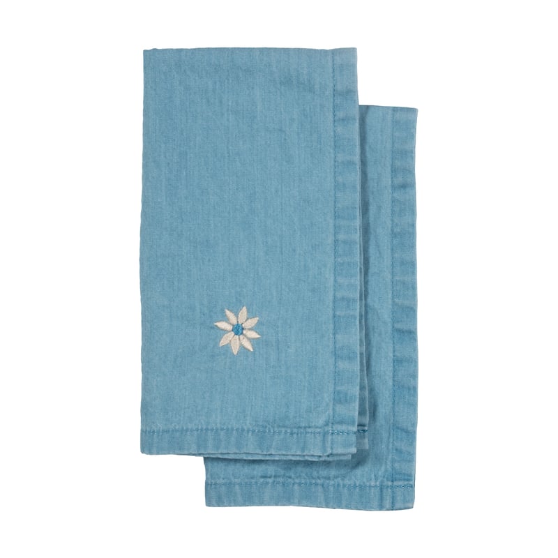 Sagaform Eden denim kitchen towel 50x70 cm 2-pack Blue