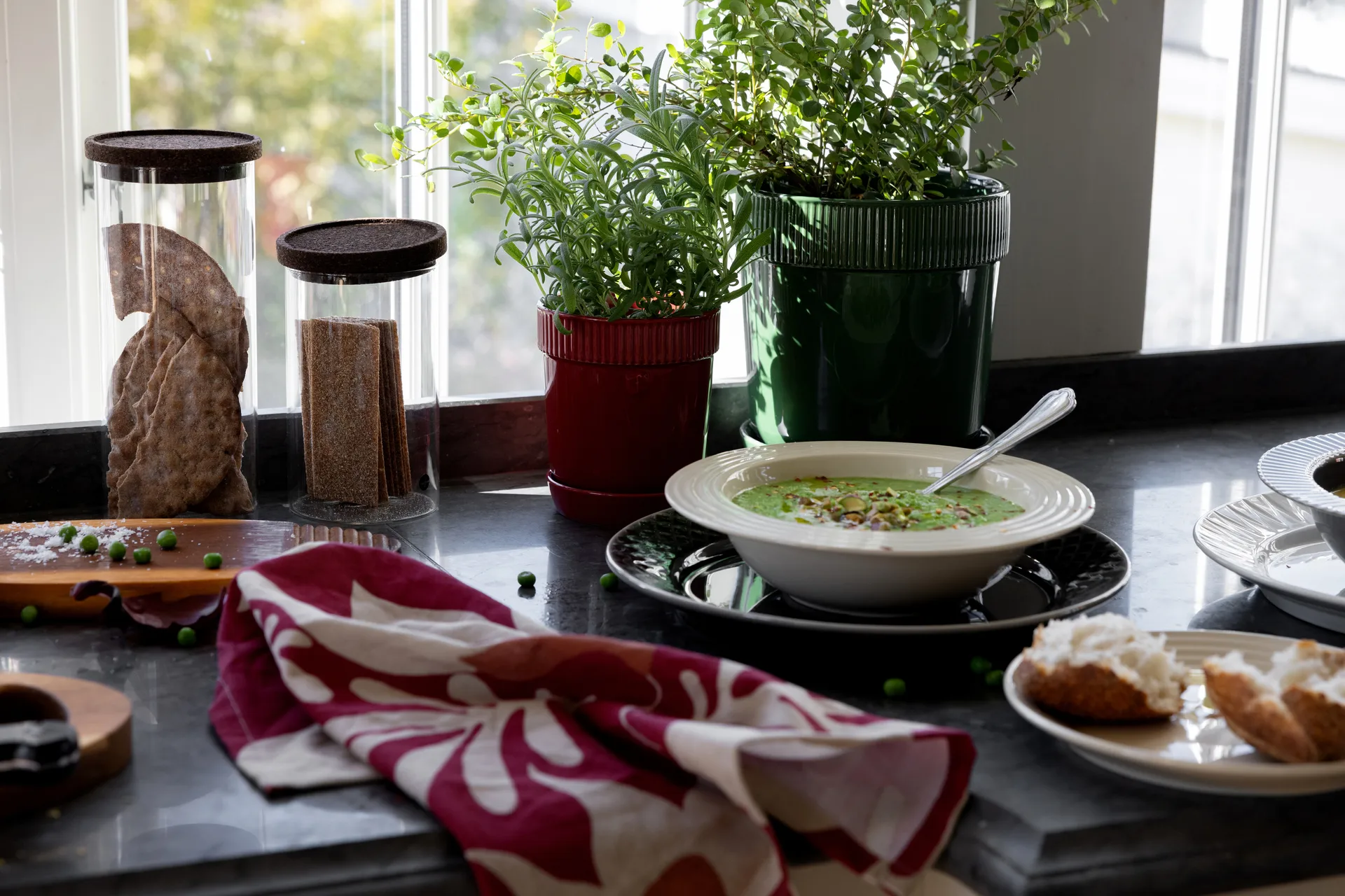 Edith kitchen towel 50x70 cm 2-pack, Wine red Sagaform