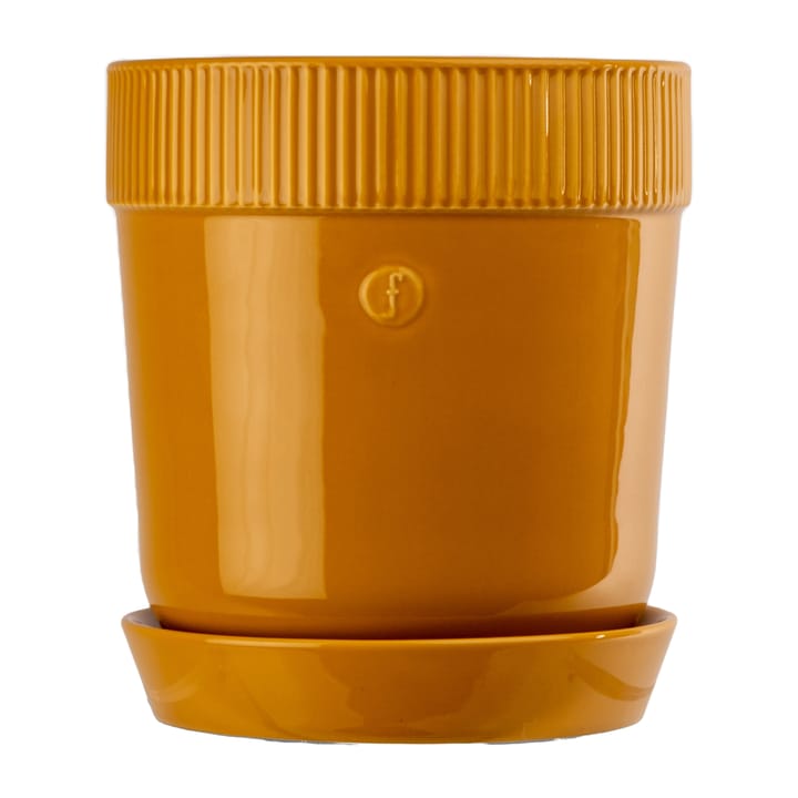 Elise flower pot with saucer Ø14 cm - Yellow - Sagaform
