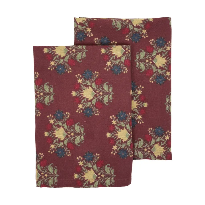 Linnea kitchen towel 2-pack - Mixed wine red, 50x70 cm - Sagaform