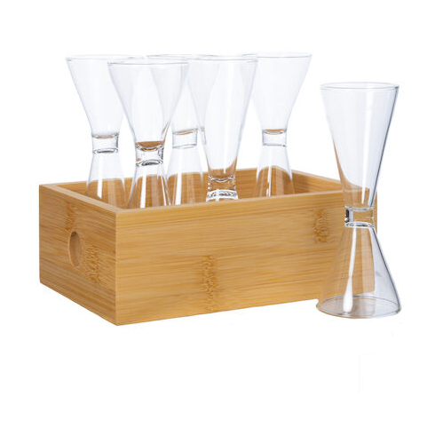 Sagaform Nature shot glasses in bamboo box 6-pack 4 cl Bamboo Clear