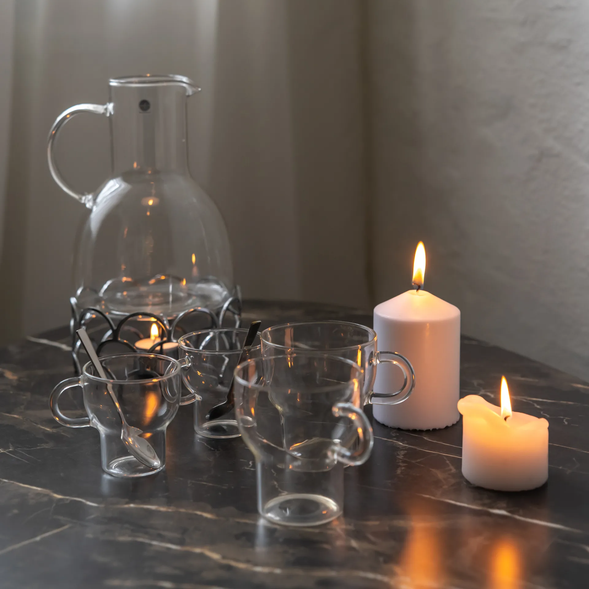 Sagaform mulled wine jug with warmer, silver Sagaform