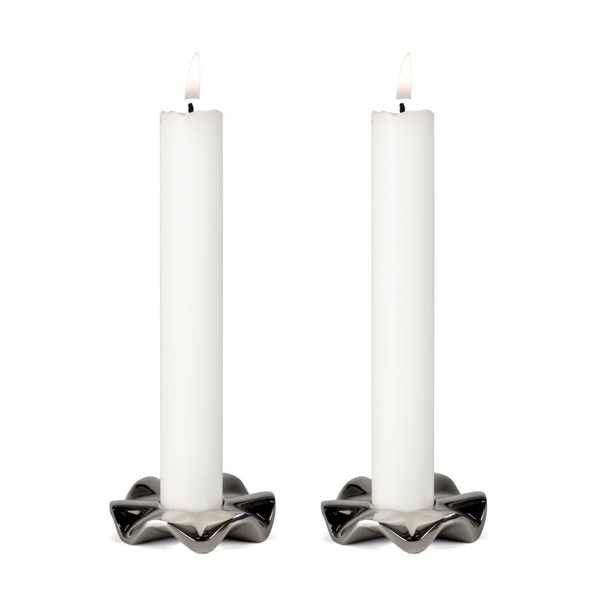 Sagaform Signe candle sticks 2-pack Silver | Scandinavian Design | Candle holders | Silver-coloured