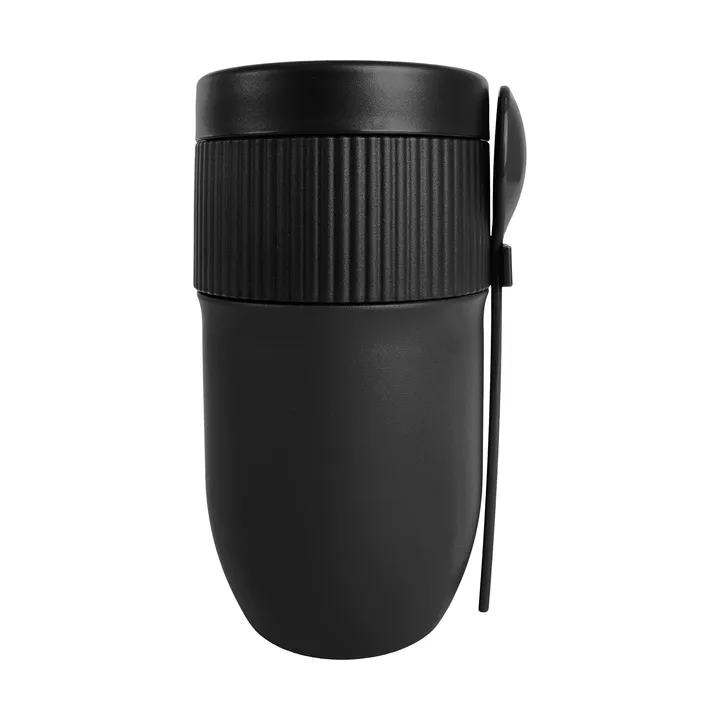 Ted food thermos yoghurt mug with spoon - Black, 32 cl - Sagaform