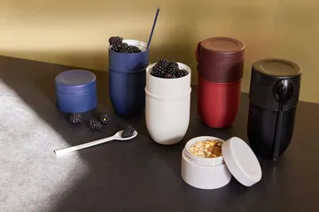 Ted food thermos yoghurt mug with spoon - Black, 32 cl - Sagaform