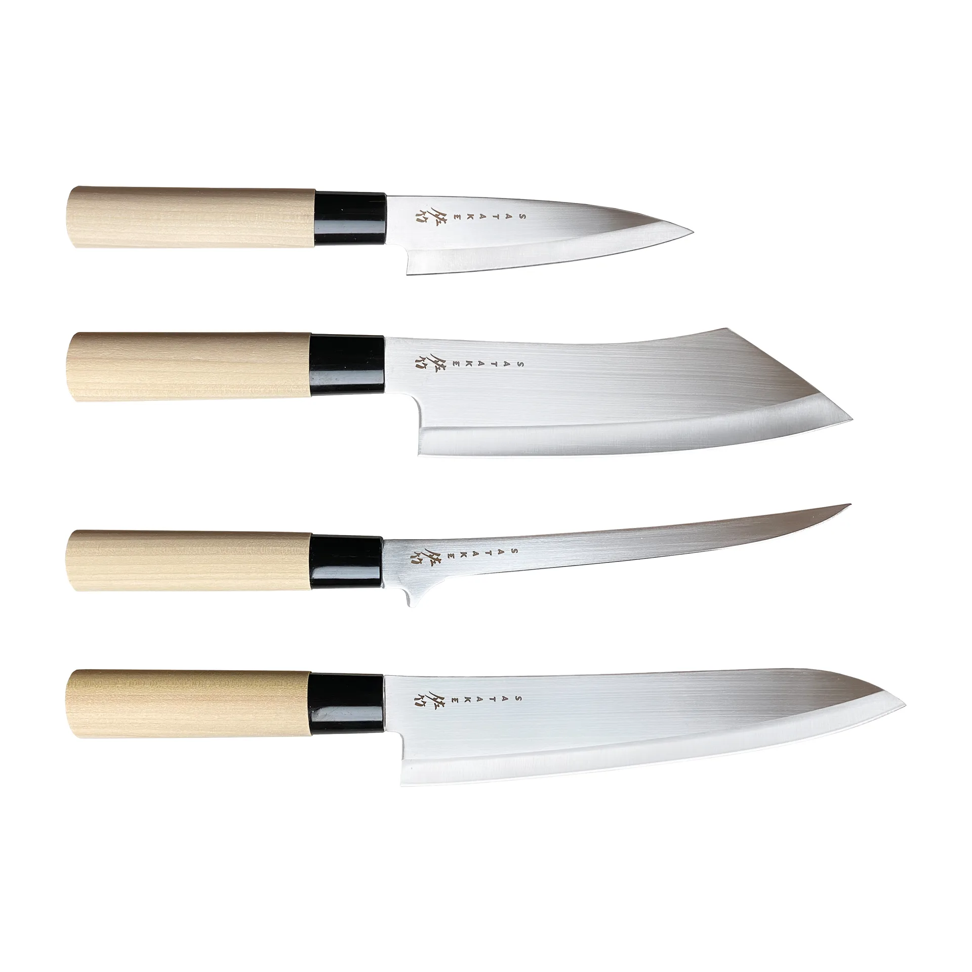 Knife set in balsa box 22x38 cm, 4 pieces Satake